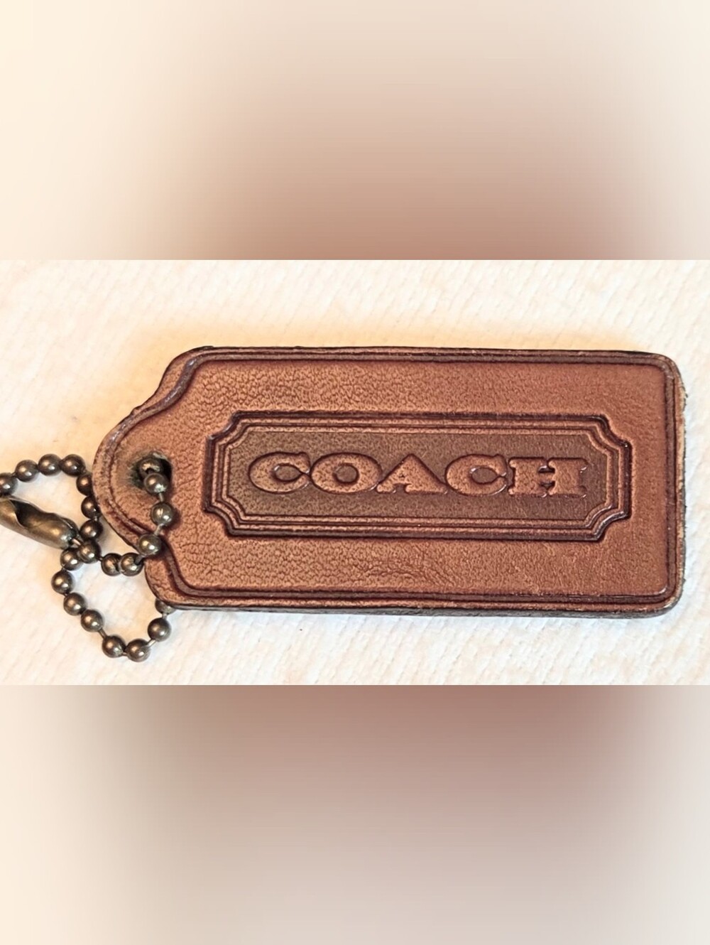 COACH Two sided embossed brown embosed hang tag key fob - Picture 2 of 3